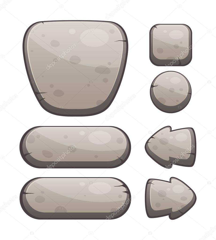 Vector Set of Stone Buttons for Web or Game Design