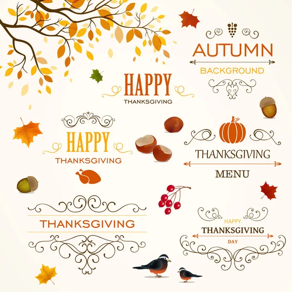 Éléments de conception de Thanksgiving — Image vectorielle