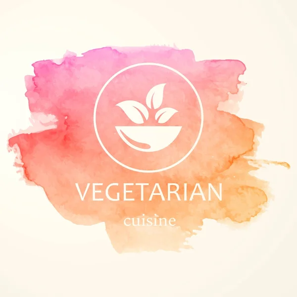 Vegetáriánus ételek embléma Design — Stock Vector