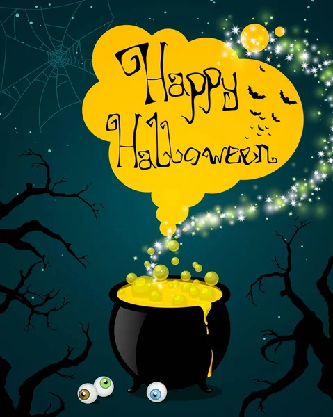 Conception vectorielle d'Halloween avec pot d'artisanat sorcière — Image vectorielle