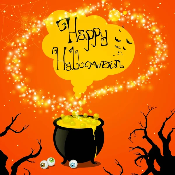 Conception vectorielle d'Halloween avec pot d'artisanat sorcière — Image vectorielle