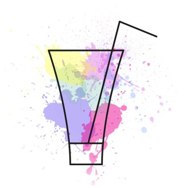 Suluboya ile kokteyl simge vektör