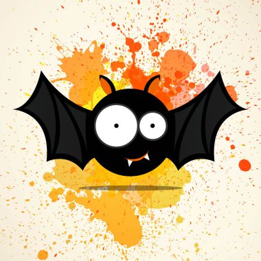 Vektör şirin Halloween yarasa suluboya bir arka plan üzerinde