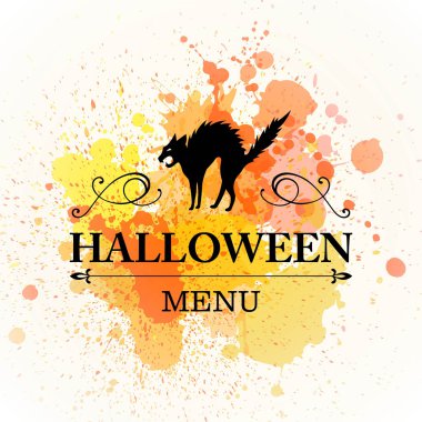 Suluboya bir arka plan üzerinde vektör Cadılar Bayramı tasarım şablonu