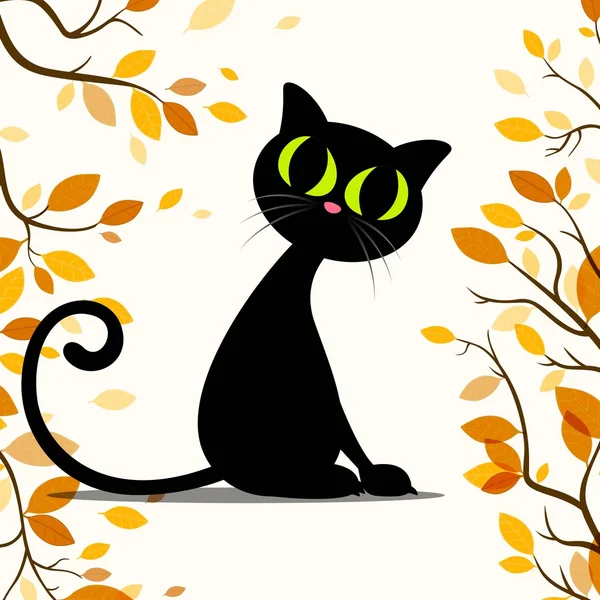 Vector zwarte kat — Stockvector