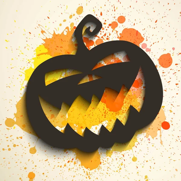 Vector Halloween Pumpkin on a Watercolor Background — Stock Vector