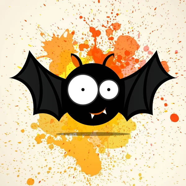 Vector lindo murciélago de Halloween en un fondo de acuarela — Vector de stock