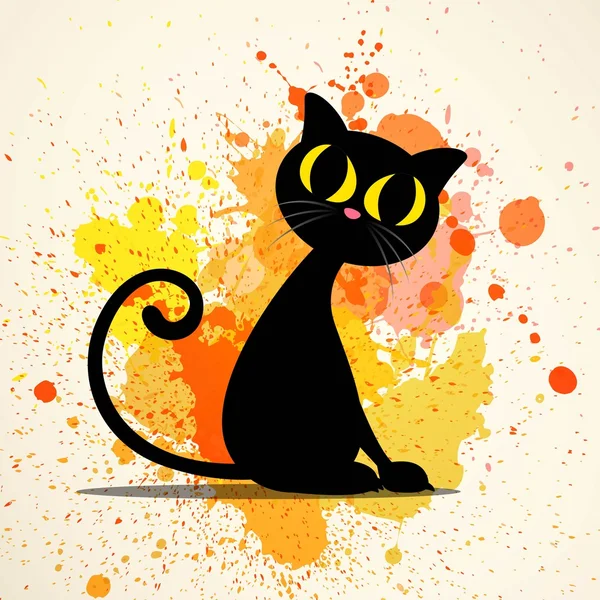 Vector Black Cat — Stock Vector