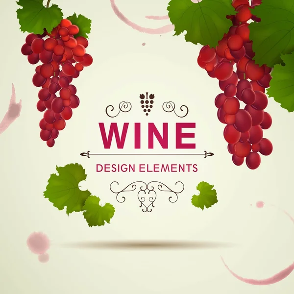 Vector fondo de vino decorativo con uvas de vino — Vector de stock