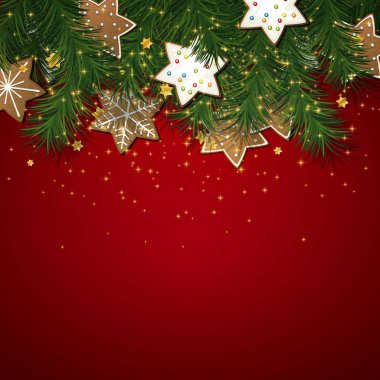Vektör Noel tebrik kartı ile Noel kurabiyeleri
