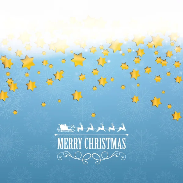 Vector Christmas Card Design with Golden Stars — Stock Vector