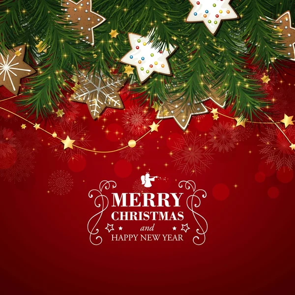 Vektör Noel tebrik kartı ile Noel kurabiyeleri