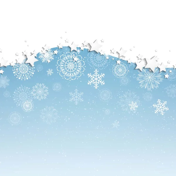 Sfondo natalizio vettoriale con fiocchi di neve e stelle — Vettoriale Stock