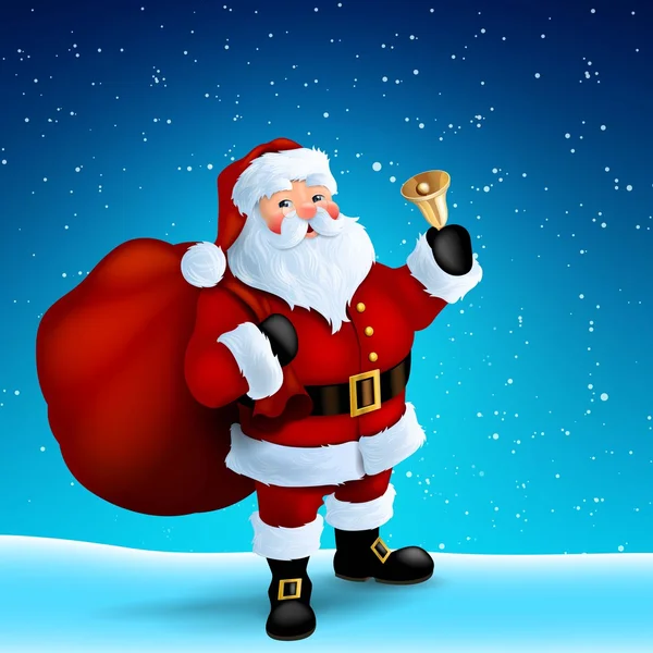 Διάνυσμα Άγιος Βασίλης, κρατώντας ένα κουδούνι — Διανυσματικό Αρχείο