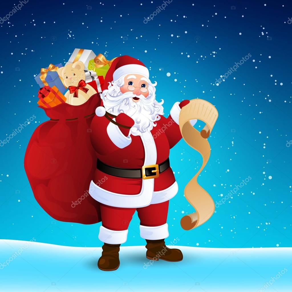 Vector Santa Claus carrying sack full of gifts Stock Vector by