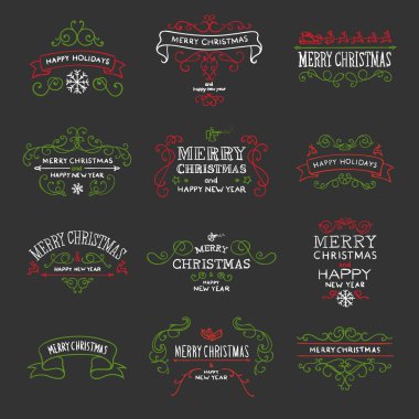 Vektör Noel kaligrafi ve tipografik tasarım öğeleri