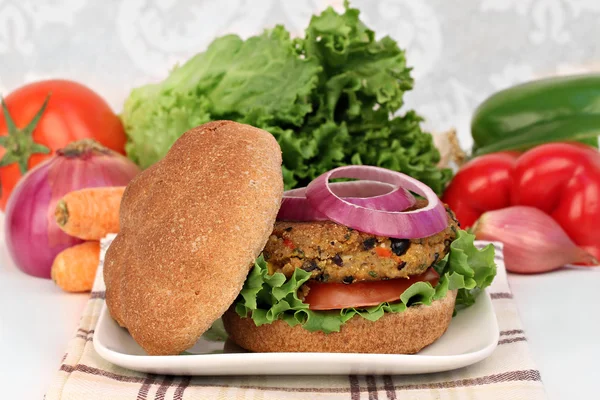 Zwarte bonen vegetarische hamburger — Stockfoto