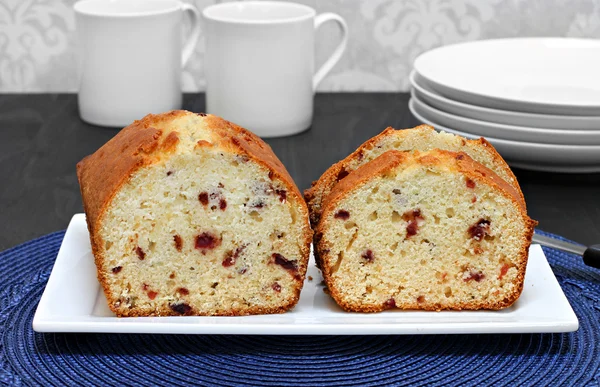 Cranberry Pound cake, sliced on a plate. — Stock Photo, Image