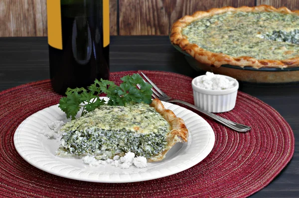 Spinach and feta quiche — Stock Photo, Image