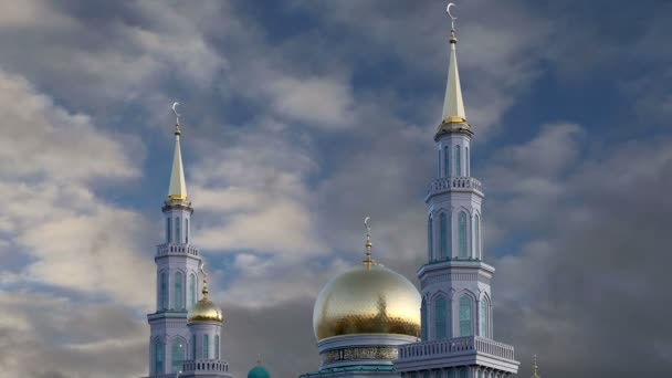 Moskevské katedrály Mosque, Rusko – hlavní mešita v Moskvě, nový mezník — Stock video