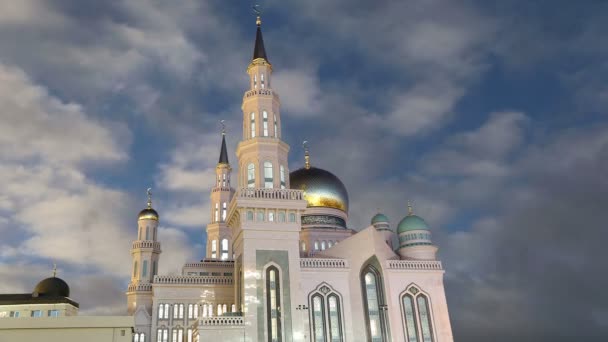莫斯科大教堂清真寺、 俄罗斯 — — 莫斯科新的标志性建筑主要清真寺 — 图库视频影像