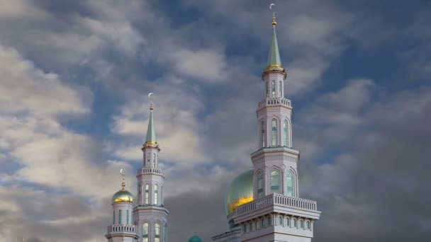 Moszkva katedrális Mosque, Oroszország--a fő mecset Moszkvában, új iránypont — Stock videók