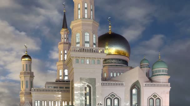 Moskva katedralen Mosque, Ryssland--den huvudsakliga moskén i Moskva, nytt landmärke — Stockvideo