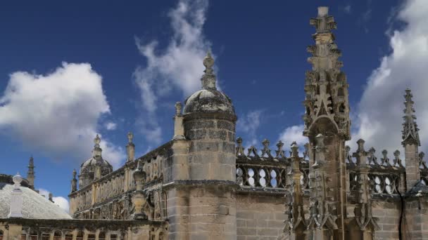 Cattedrale di Siviglia Cattedrale di Santa Maria della Sede, Andalusia, Spagna è la terza chiesa più grande del mondo e al momento del completamento nel 1500 era il più grande del mondo. Luogo di sepoltura di Cristoforo Colombo — Video Stock