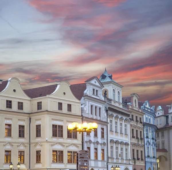 Old town houses (Night view ) in Prague, Czech Republic — Stock Photo, Image