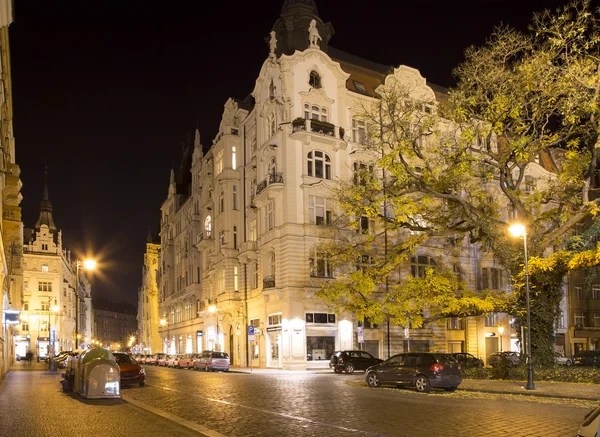 Bairro Judaico de Praga (Vista noturna), República Checa — Fotografia de Stock