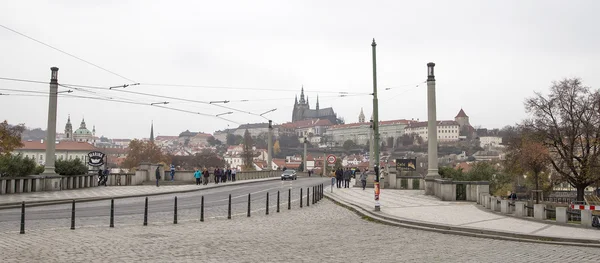 Embankment of the Vltava River, day. Prague. Czech Republic — Stock Photo, Image