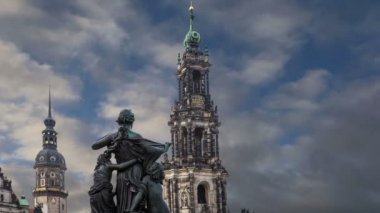 Brühl Teras ve Hofkirche veya Katedrali, kutsal üçlü - Dresden, Sachsen, Germany Barok kilise heykel 