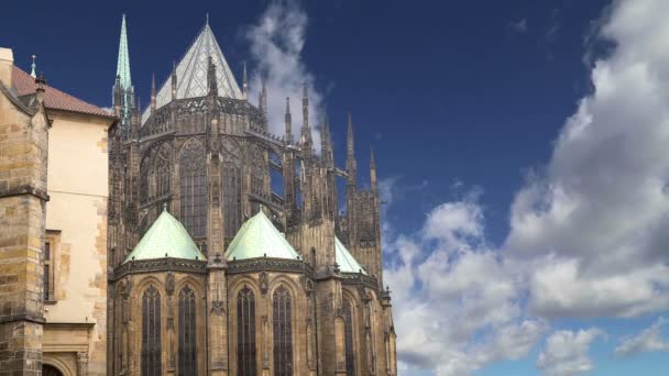 St. Vituskathedraal (rooms-katholieke kathedraal) in het kasteel van Praag, Tsjechië — Stockvideo