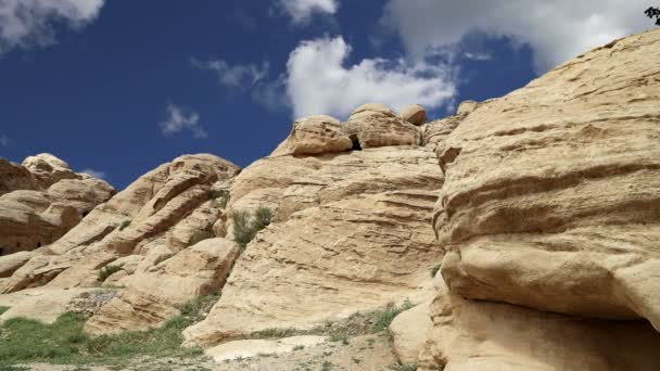 Pohoří Petra, Jordánsko, Střední východ. Petra je seznam světového kulturního dědictví UNESCO — Stock video