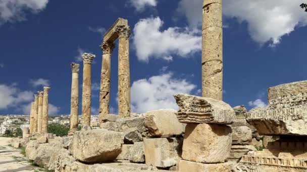 Rovine romane nella città giordana di Jerash (Gerasa dell'antichità), capitale e più grande città del governatorato di Jerash, Giordania — Video Stock