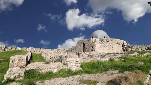 安曼市标志性建筑 — — 老罗马城堡山、 约旦 — 图库视频影像