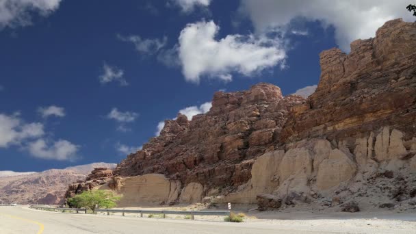 Βράχια Wadi Mujib--εθνικό πάρκο βρίσκεται στην περιοχή της Νεκράς θάλασσας, Jordan — Αρχείο Βίντεο