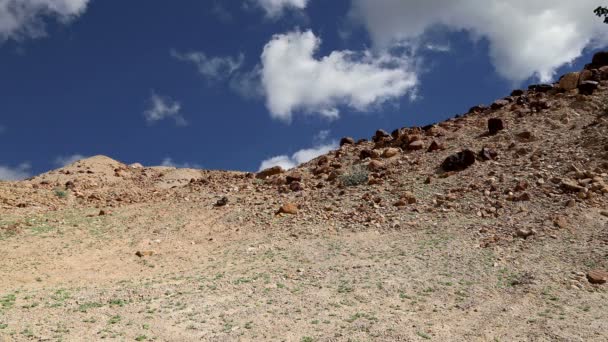 Taş Çölü (tipik kurak manzara), Jordan, Orta Doğu — Stok video