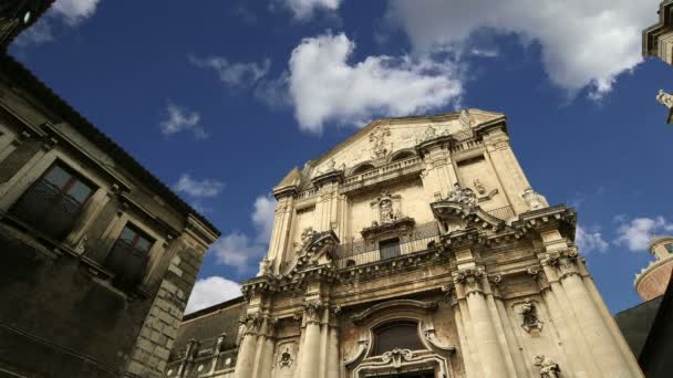 Katolická církev catania. Sicílie, jižní Itálie. barokní architektura. světového dědictví UNESCO — Stock video