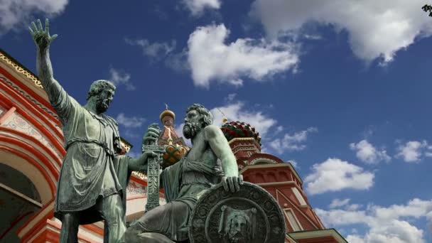 Monumento a Minin y Pojarsky (fue erigido en 1818), Plaza Roja en Moscú, Rusia — Vídeos de Stock