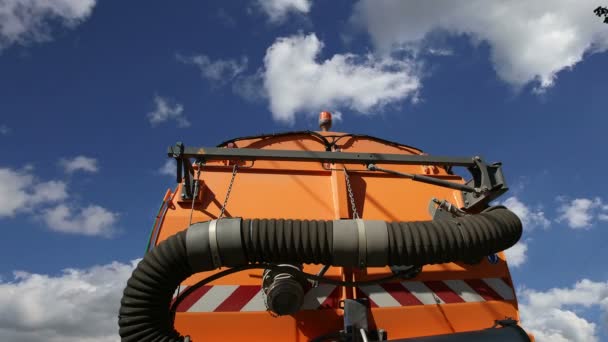 Close-up of a street cleaning truck  (time lapse) — Stock Video