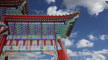 çatı bir Budist tapınağı, Pekin, Çin'in geleneksel dekorasyon 