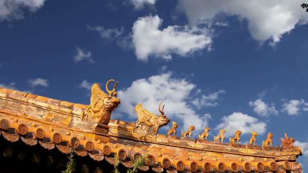 Decoraciones de techo en el Templo de Yonghe (Templo Lama) en Beijing, China — Vídeo de stock