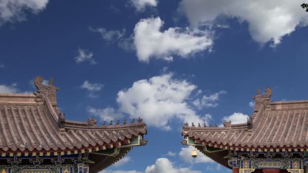 Střešní ozdoby na území obří divoké husy pagoda, je buddhistická pagoda se nachází v jižním xian (sian, xi'an), provincie Šen-si, Čína — Stock video