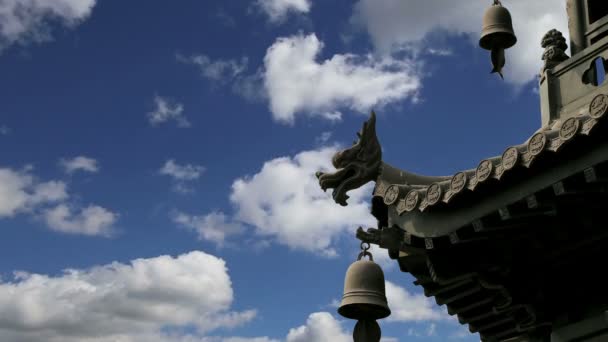 Střešní ozdoby na území obří divoké husy pagoda, je buddhistická pagoda se nachází v jižním xian (sian, xi'an), provincie Šen-si, Čína — Stock video