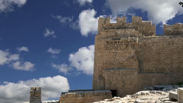 Lindos Akropol'de Rhodos antik Arkeolojik Sit, Yunanistan — Stok video