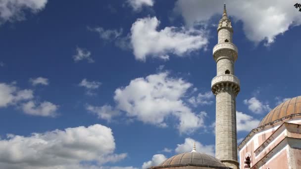 Moschea nel centro storico, Rodi, Grecia (time lapse ) — Video Stock