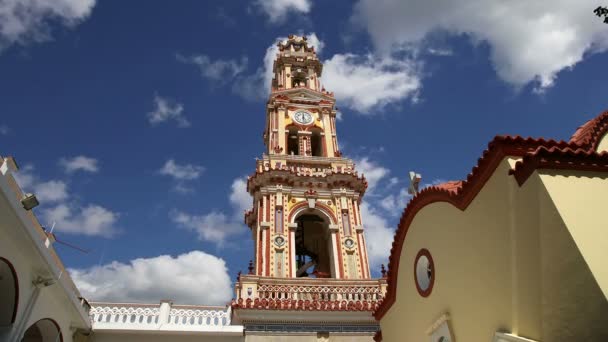 Panormitis monastery, Symi island, Greece--is the most important place of pilgrimage for the whole of Greece — Stock Video