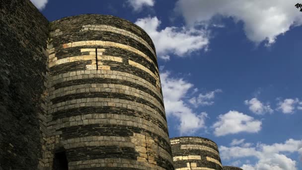 Exterior do Castelo de Angers, cidade de Angers, Maine-et-Loire, França — Vídeo de Stock