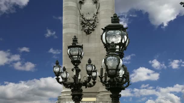 The Alexander III bridge - Paris, France — Stock Video